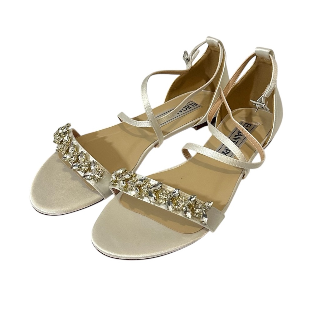Elegant Park Ivory Wedding Sandals Flats 8.5